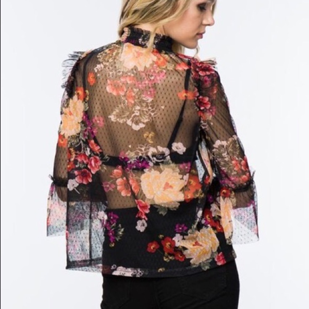 Floral Mesh Blouse