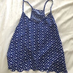 Blue and white open back crop top