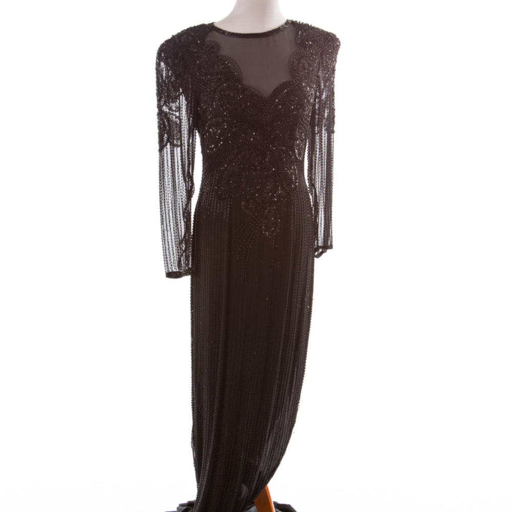 A.J. BARI VINTAGE Formal Party Gown Silk SEQUINED