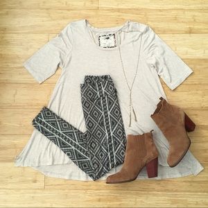 Oatmeal-Colored Tunic Top