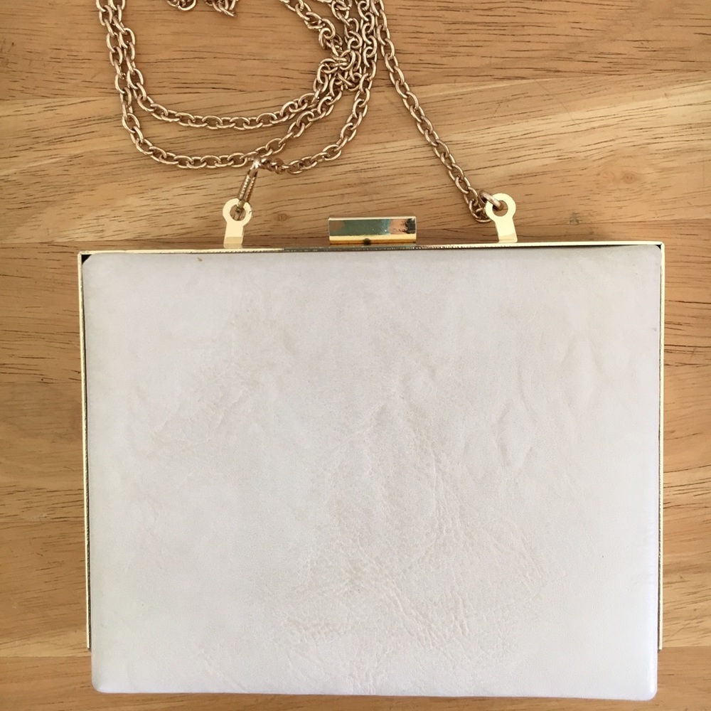 MMS white/gold clutch purse evening bag