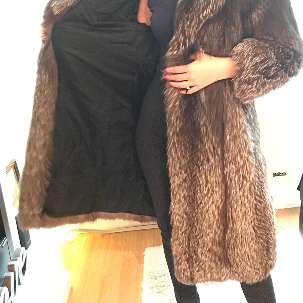 Silver fox fur long coat, perfect condition