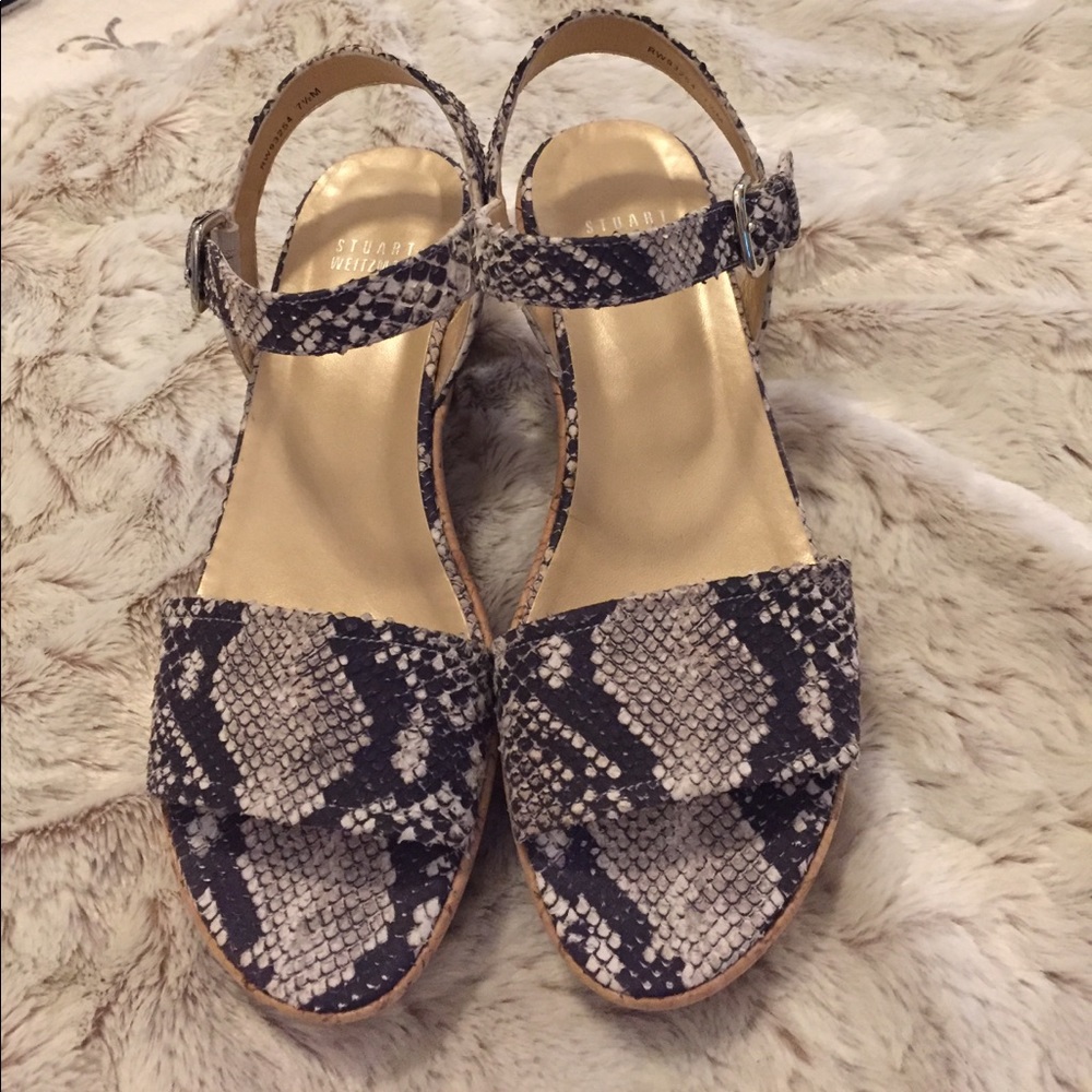 Snakeskin cork platform sandal