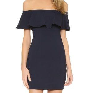Navy bodycon dress with ruffle