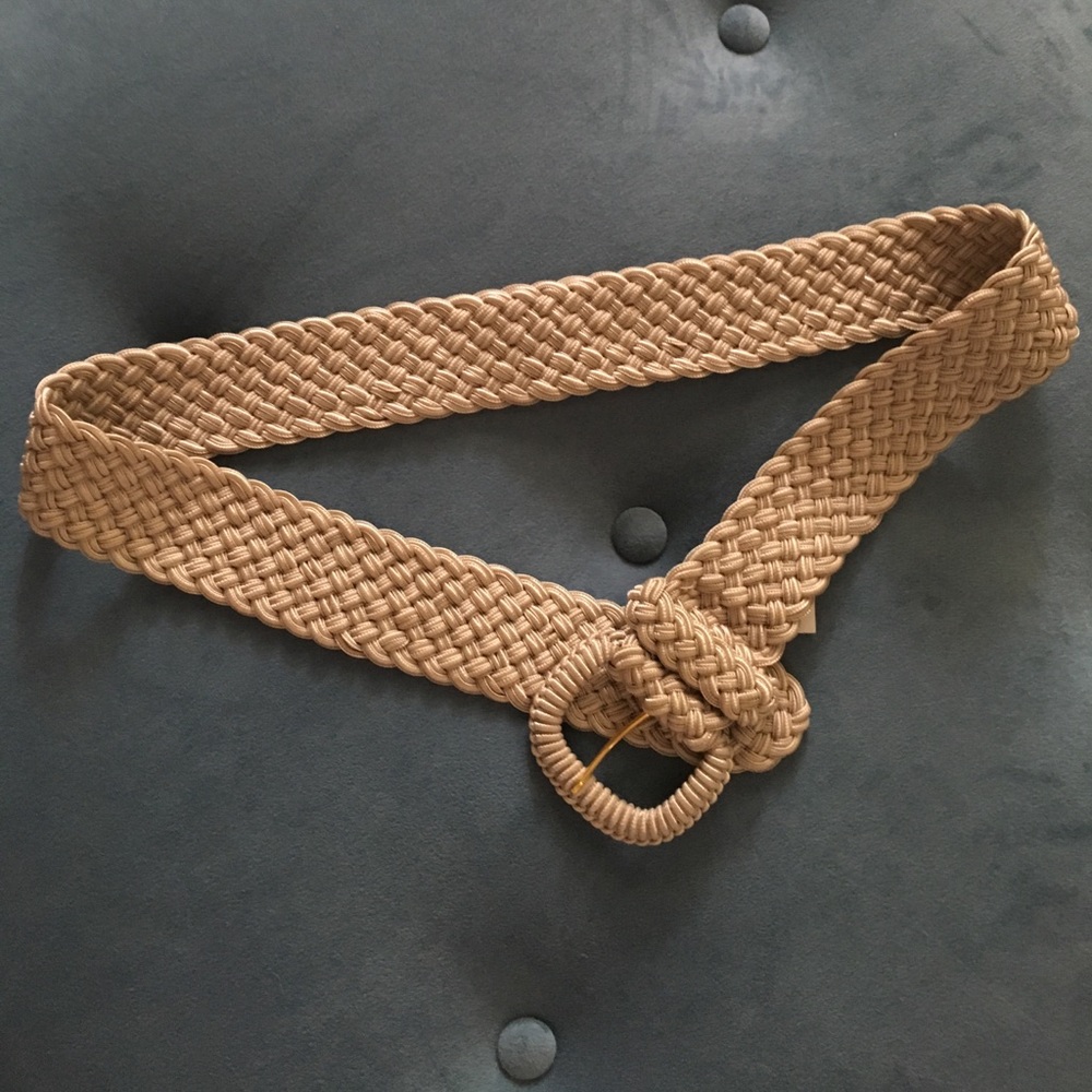 Metallic silver woven belt
