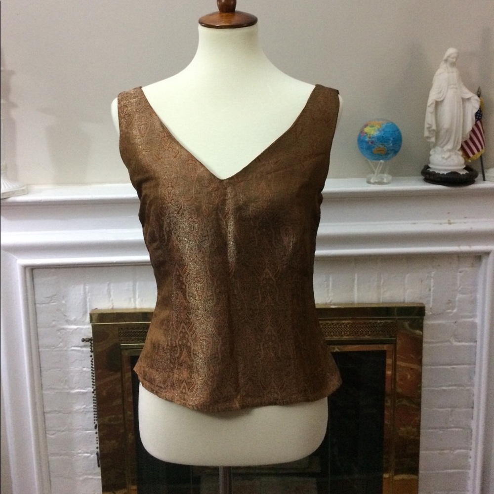 Anna Paul metallic tan top