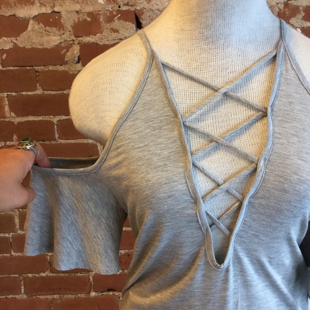 NWT cold shoulder deep v top! - Picture 4 of 8
