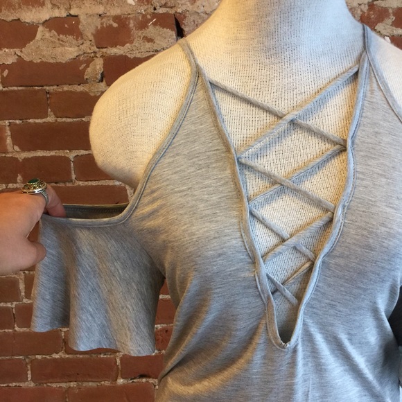 NWT cold shoulder deep v top! - Picture 4 of 8