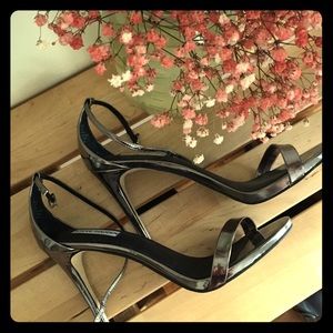 Steve Madden Size 11 Pewter Strappy Sandals 4.5"
