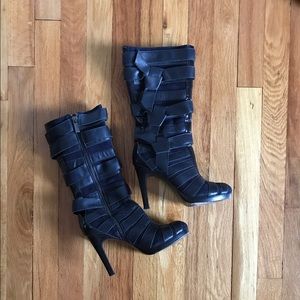 Navy Tuleste Market patent faux leather boots