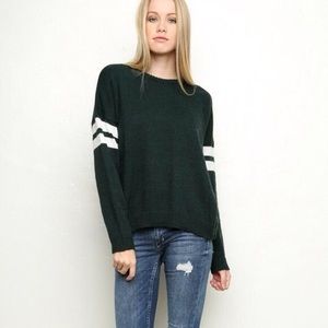 FORREST GREEN VARSITY STRIPED SWEATER