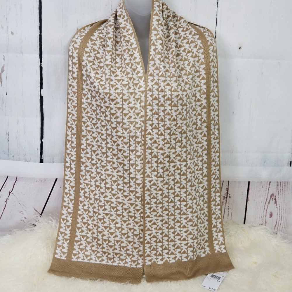MICHAEL KORS SCARF TAN / CREAM - Picture 2 of 4