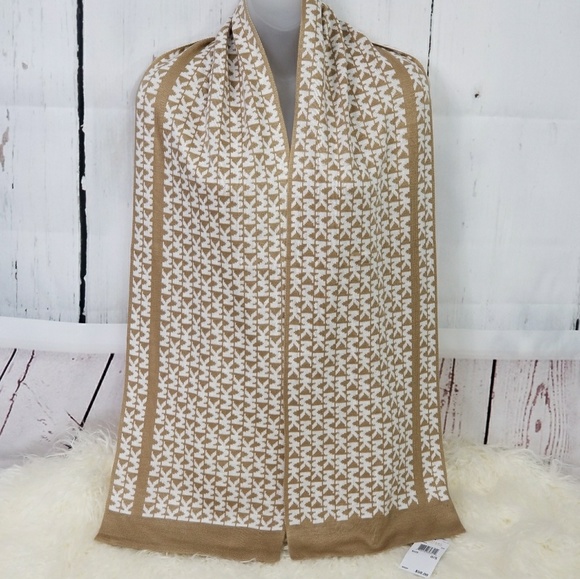MICHAEL KORS SCARF TAN / CREAM - Picture 2 of 4
