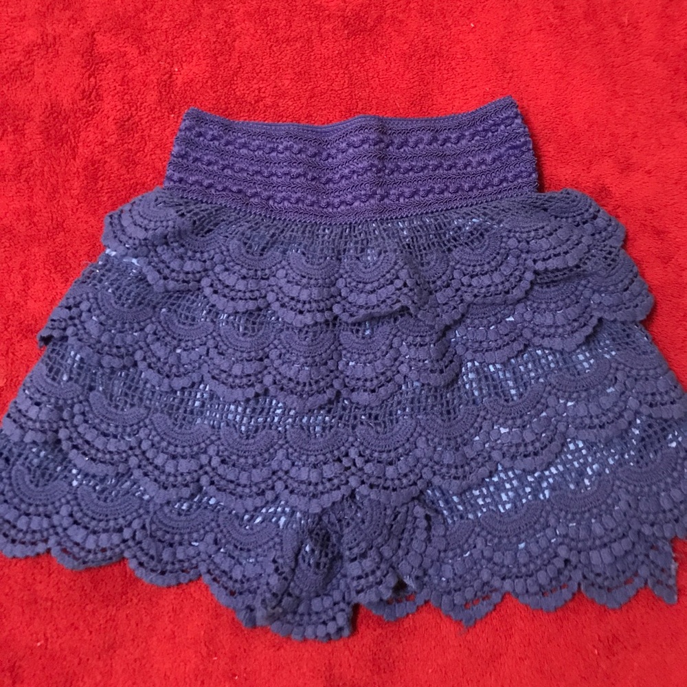blue crochet shorts