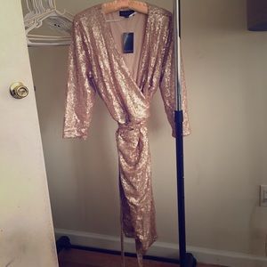 Eloquii Sequin Blush Wrap Dress, Plus Size