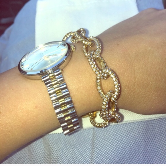 J.Crew gold and Chrystal link bracelet - Picture 4 of 5