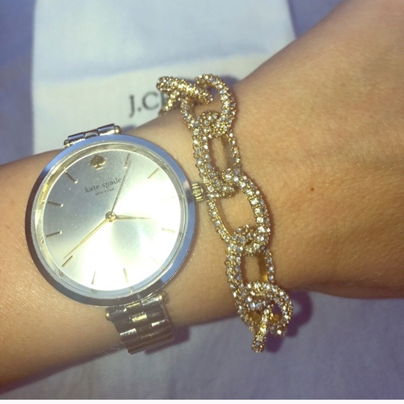 J.Crew gold and Chrystal link bracelet - Picture 2 of 5