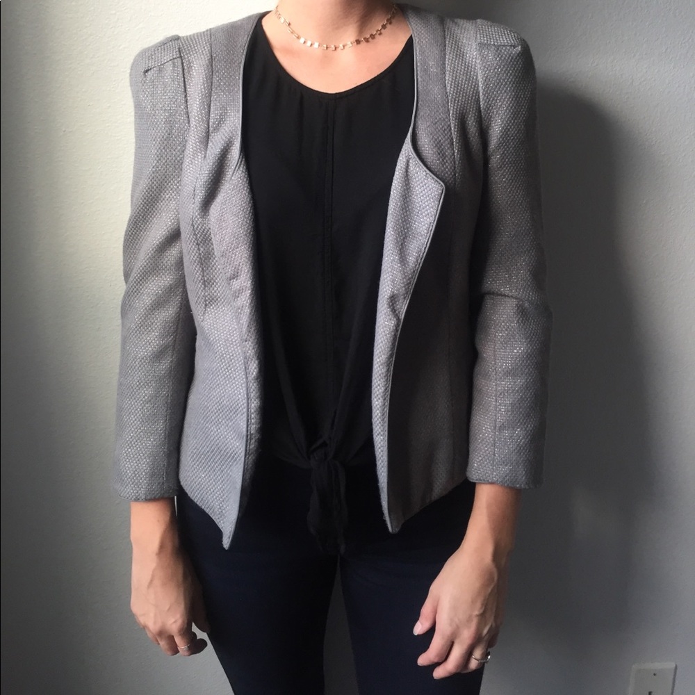 Gray/silver Puff Shoulder Blazer