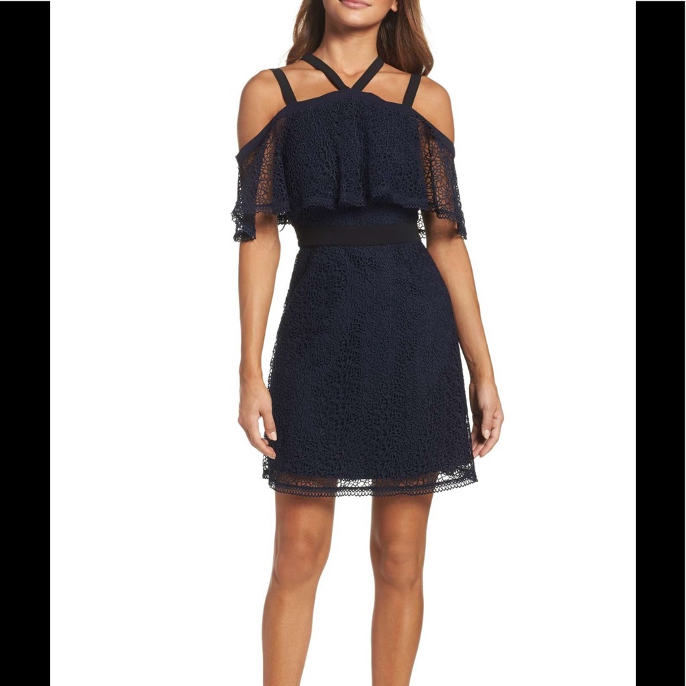 Nordstrom Lace halter dress, navy