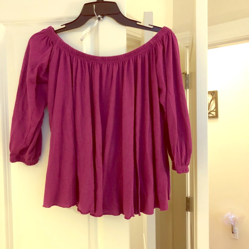 Purple Off Shoulder Top from Urban Outfitters