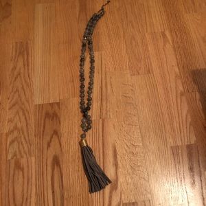 Gray Tassel Necklace