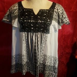 Gorgeous Black and White Embellished Top