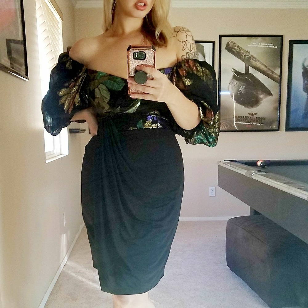 Off Shoulder Hourglass Draped Bombshell Dress