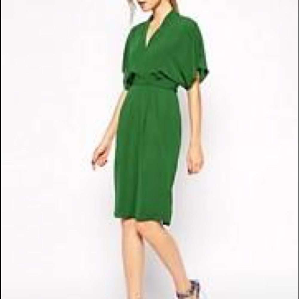 ASOS Green Kimono Faux Wrap Dress