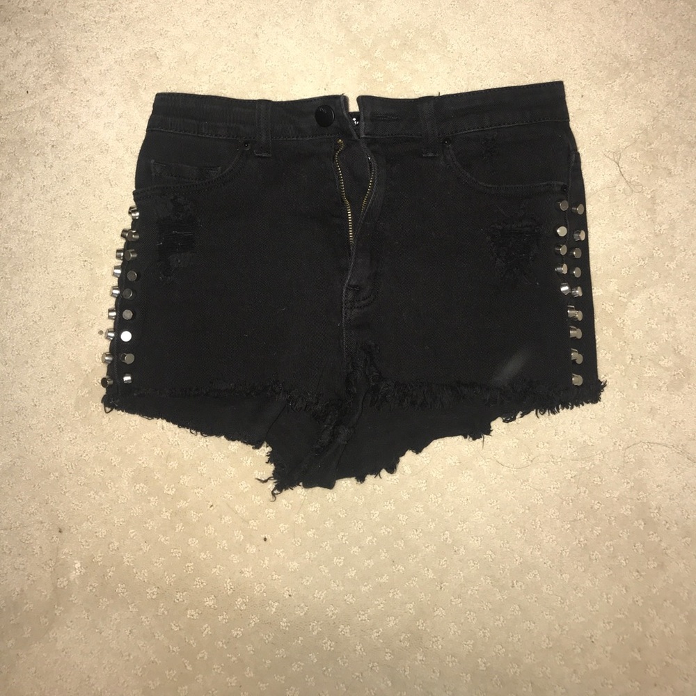 Black studded high waisted shorts