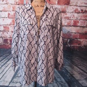 Michael Kors Blue/White Snake Print Tunic Blouse Michael Kors Blue/White Snake Print Tunic Blouse