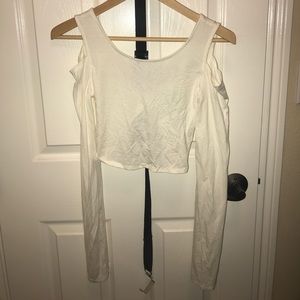 Long sleeve cream crop top