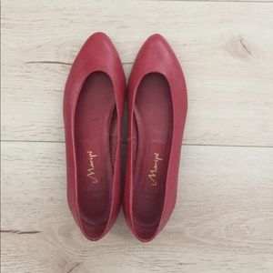 Red leather flats