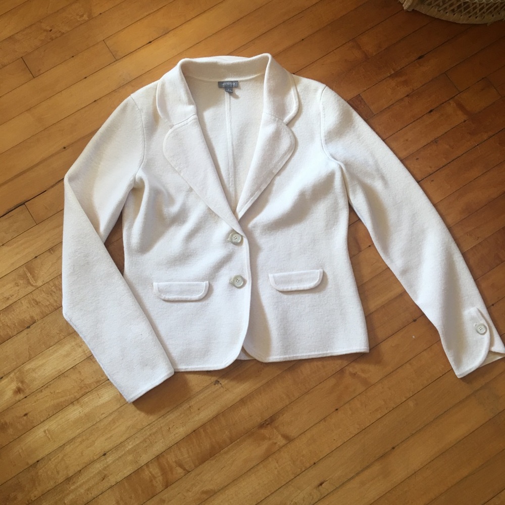 Ann Taylor Cream Wool Knit Blazer