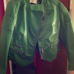 Zara green moto style jacket
