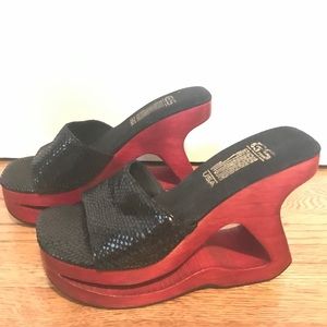 Vintage 70s Cut Out Platform Sandals Sz 7