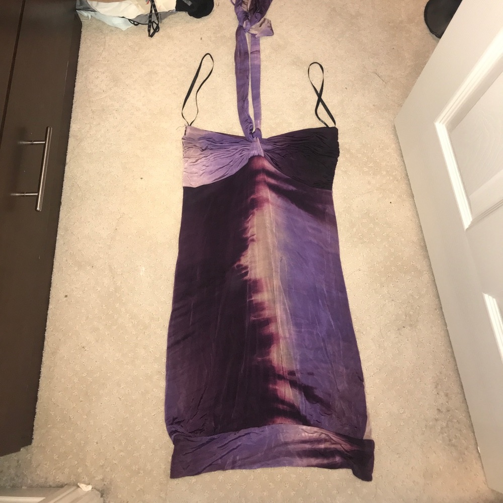 Purple halter mini dress