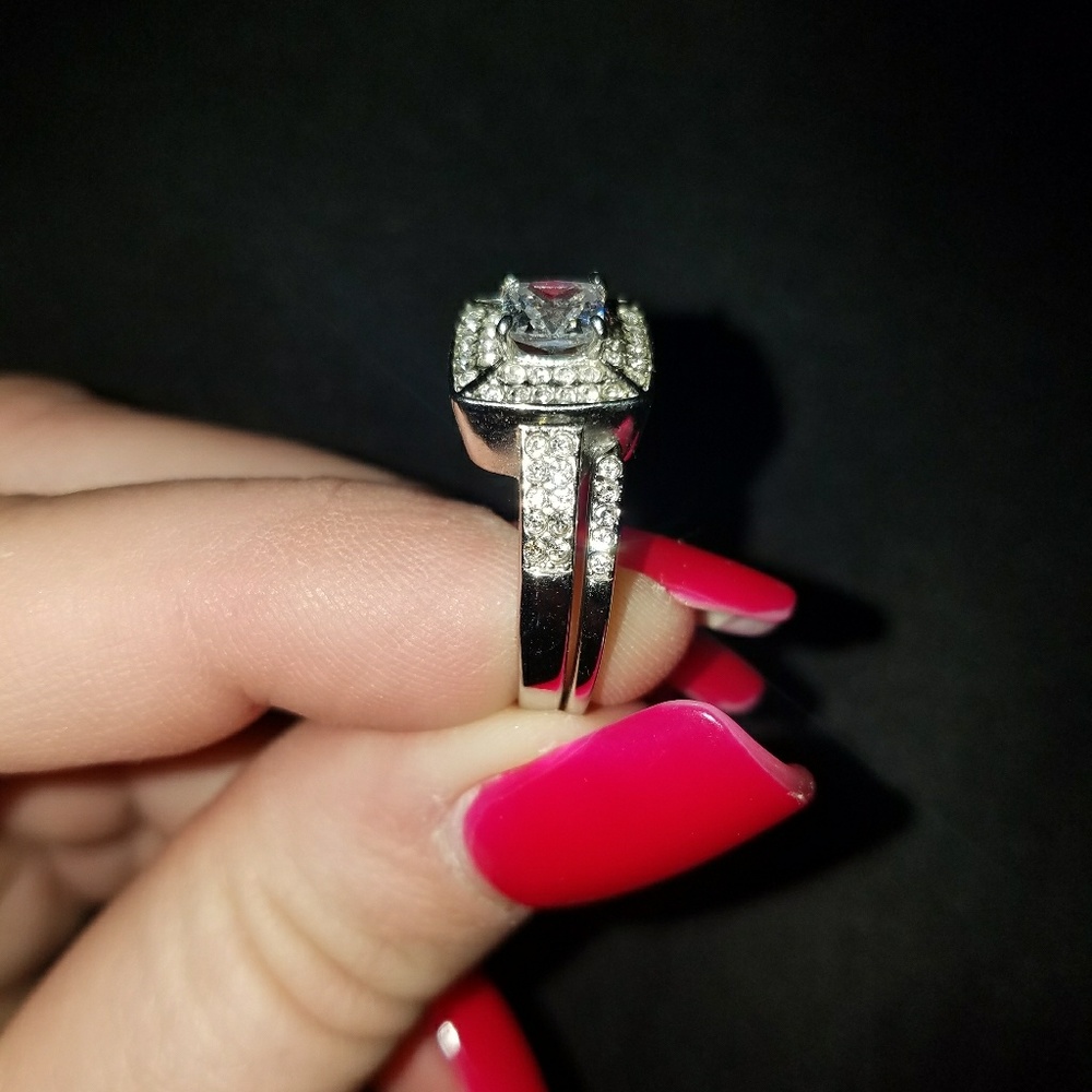 Stainless steel cz wedding set