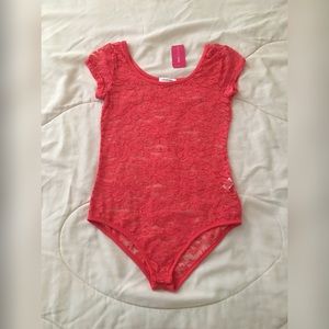 NWT coral and lace bodysuit