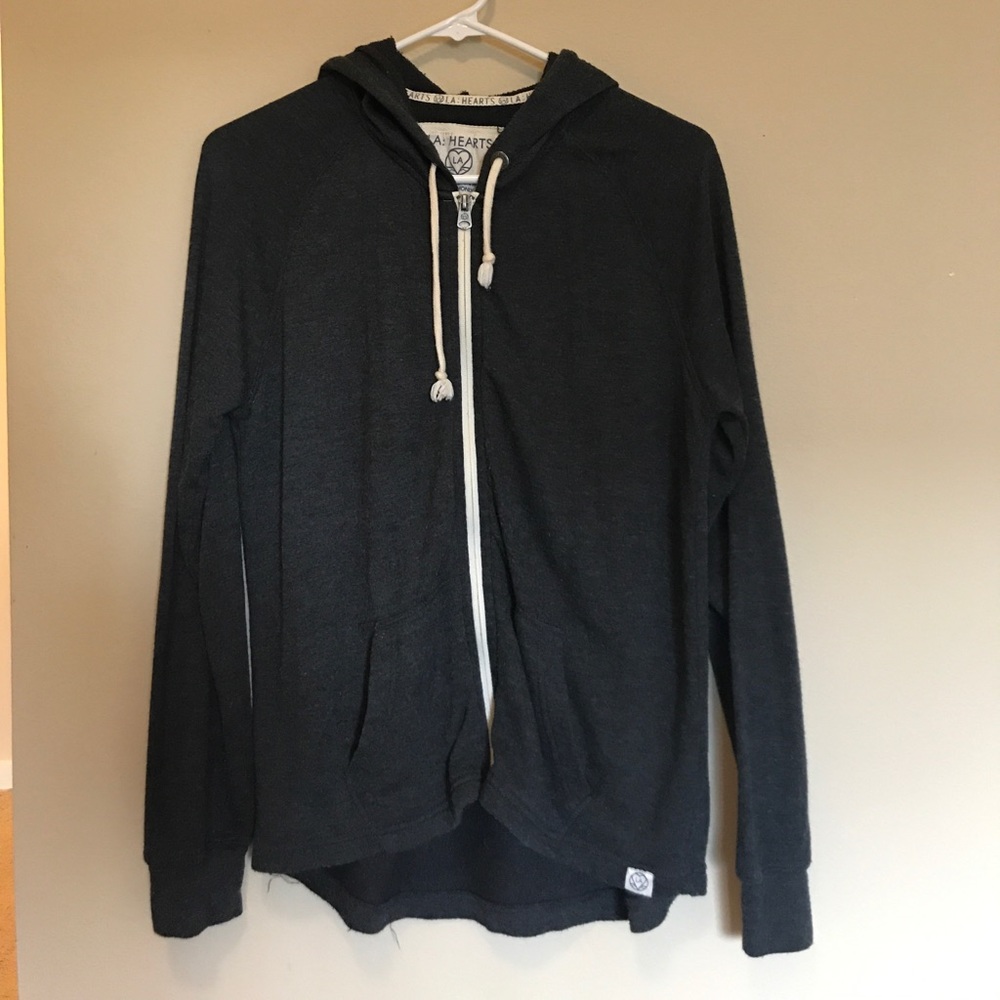 LA Hearts Hi Low Zip Up Hoodie