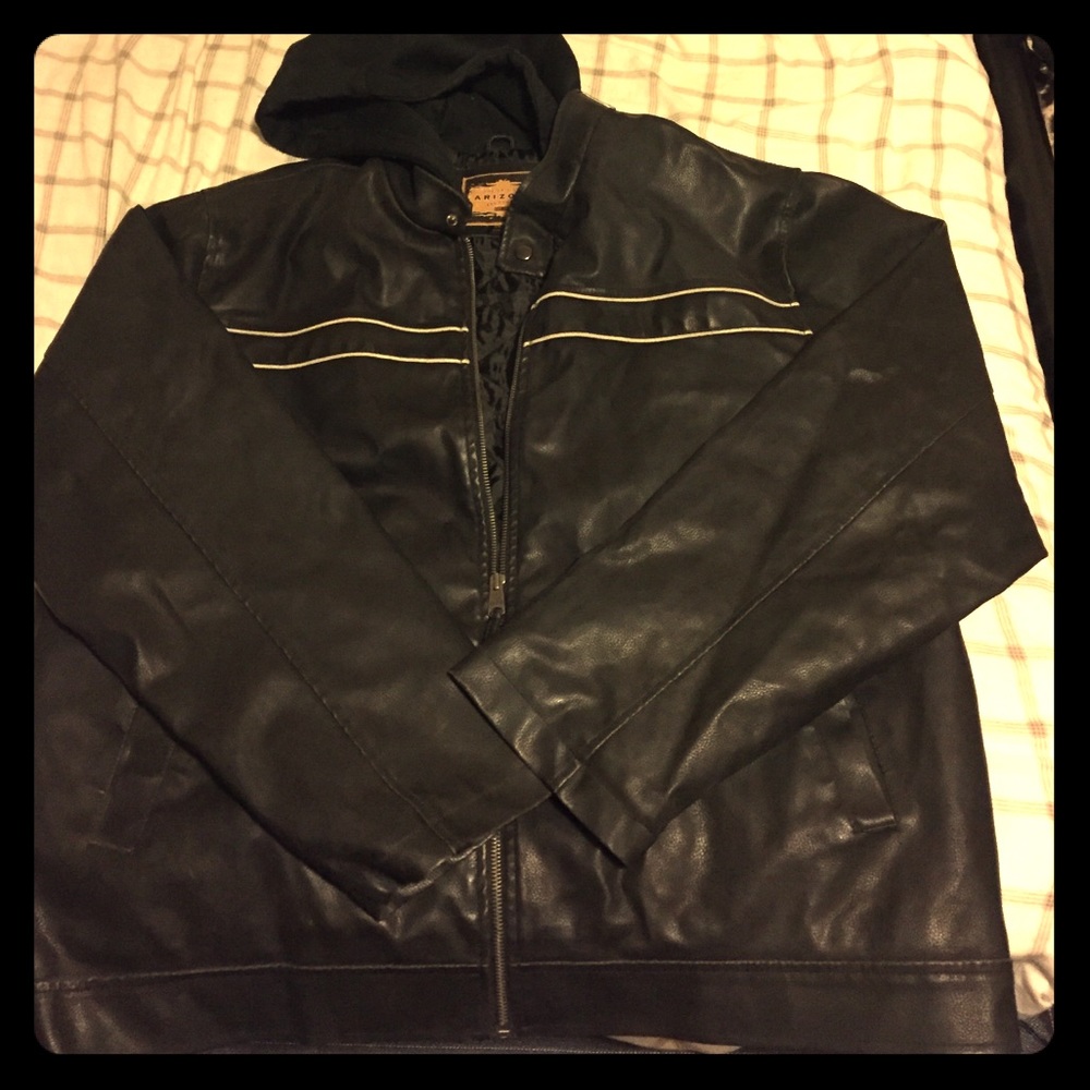 Black hooded leather jacket!