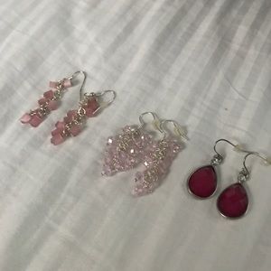 Lot of 3 pairs Premier Designs Pink earrings