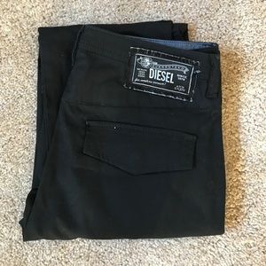 Diesel black moto zip pants
