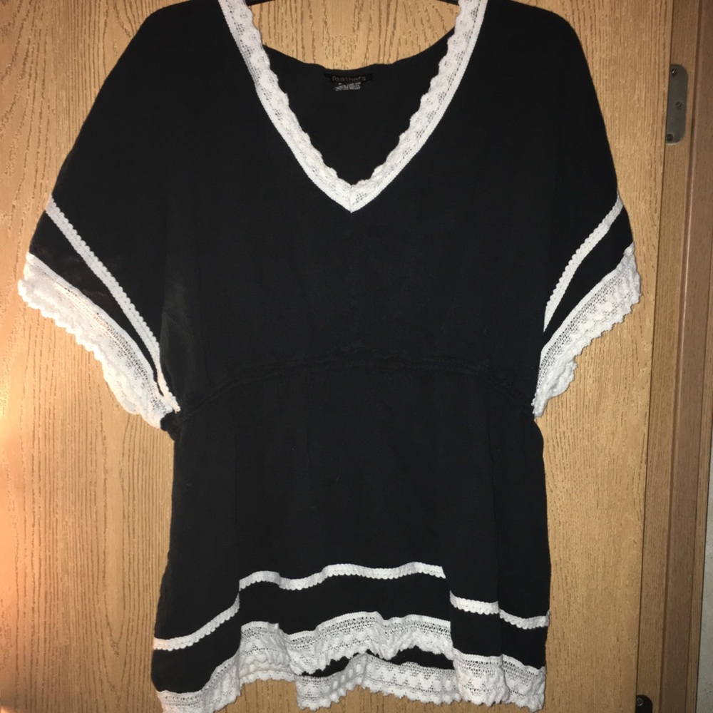 Black and white lace blouse