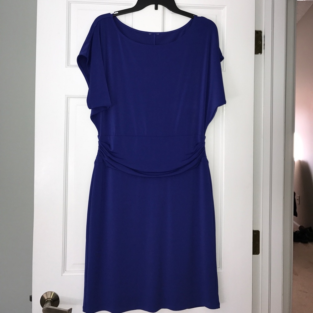 Ann Taylor blue dress with ruched waist