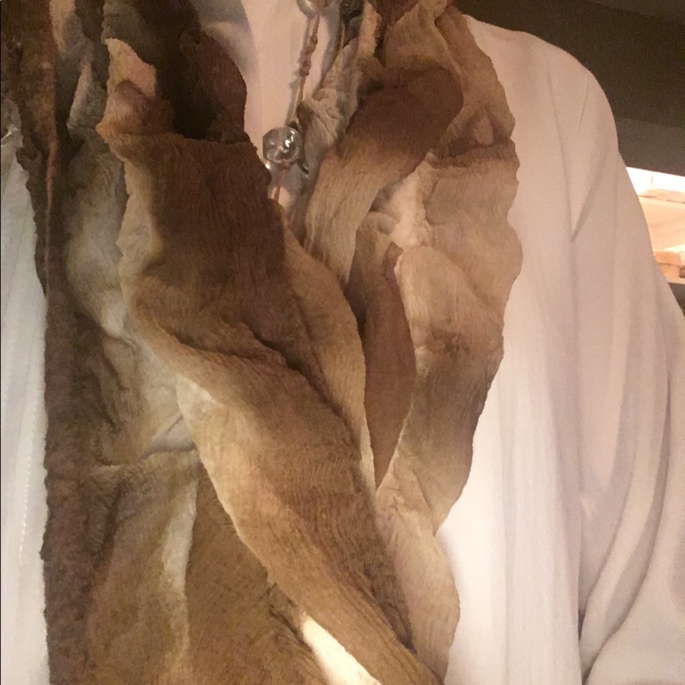 Shibori ruched scarf exquisite wool and silk