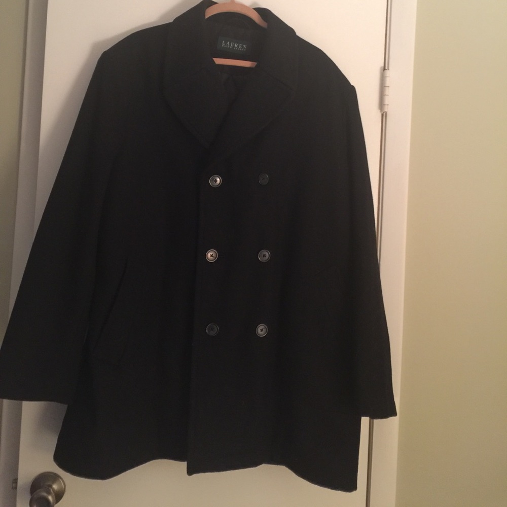 Black Lauren wool pea coat