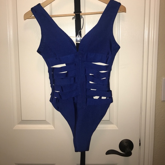 Blue bandage bodysuit / swim suit - Picture 2 of 2
