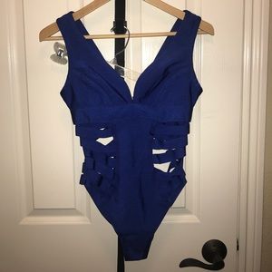 Blue bandage bodysuit / swim suit