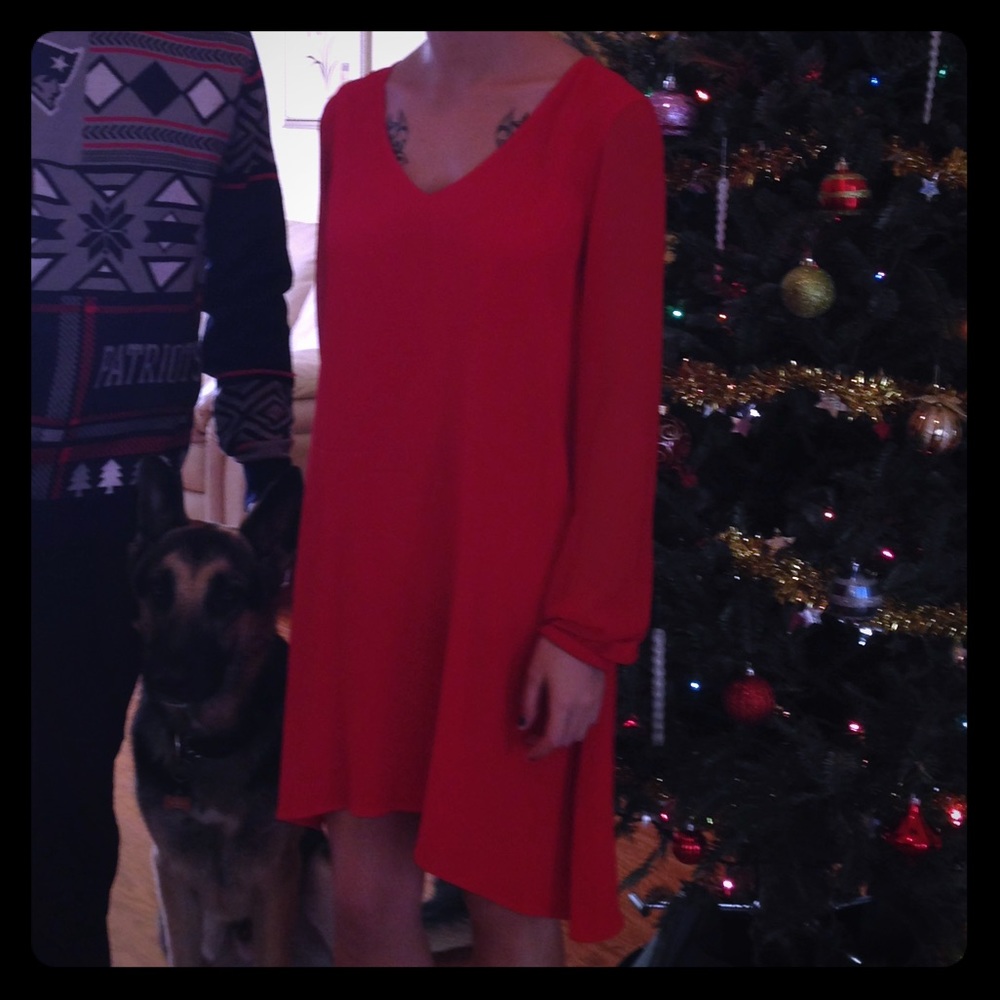 Red flowy dress