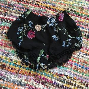 Flowered Black Dolphin Shorts